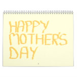 Happy Mothers Day. Yellow. Wall Calendar