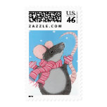 Happy Mouse in Snow Festive Postage stamps