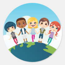 Happy Multi-ethnic Children stickers