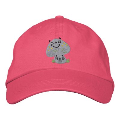 Happy Mushroom House Hat Embroidered Baseball Caps by silly_strings
