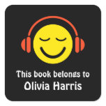 Happy music smiley bookplate stickers/book labels