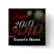 Happy New Year 2010 - Personalized Party Favor buttons