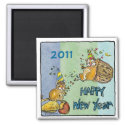 Happy New Year 2011 Chipmunks Cartoon Magnet magnet