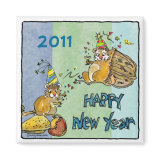 Happy New Year 2011 Chipmunks Cartoon Magnet magnet