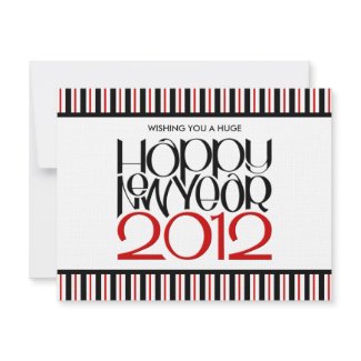 Happy New Year 2012 black red flat Card invitation