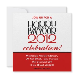 Happy New Year 2012 black red Invitation invitation