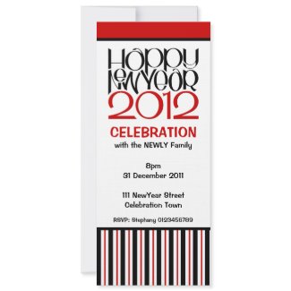 Happy New Year 2012 black red Party Invitation invitation