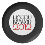 Happy New Year 2012 black red Plate