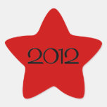 Happy New Year 2012 black red Star Sticker