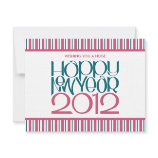 Happy New Year 2012 cranberry teal flat Card invitation