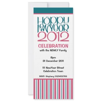 Happy New Year 2012 cranberry teal Party Invite invitation