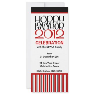 Happy New Year 2012 red black Party Invitation invitation