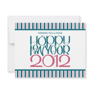 Happy New Year 2012 teal cranberry flat Card invitation