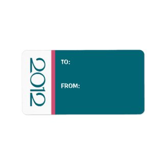 Happy New Year 2012 teal cranberry Gift Tag label
