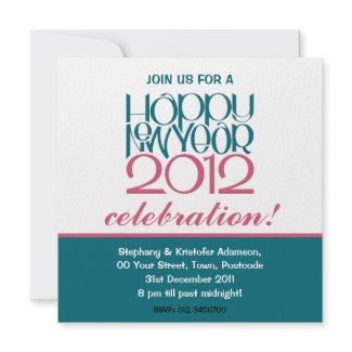 Happy New Year 2012 teal cranberry Invitation invitation