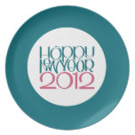 Happy New Year 2012 teal cranberry Plate