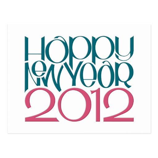 Happy New Year 2012 teal cranberry Postcard