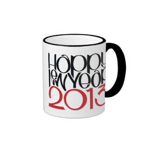 Happy New Year 2013 black red Mug