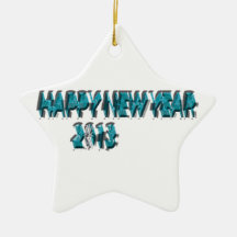 Happy New Year 2013 Blue 3 Dimension Christmas Tree Ornaments