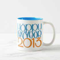 Happy New Year 2013 blue tangerine Mug mugs