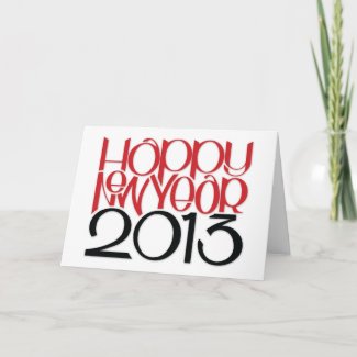 Happy New Year 2013 red black Card