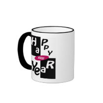 Happy New Year b&w mugs