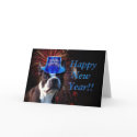 Happy New Year Boston terrier Greeting card