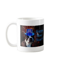 Happy New Year Boston terrier mug