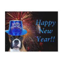 Happy New Year Boxer dog postcard by ritmoboxer Happy New Year Boxer dog postcard