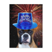 Happy New Year Boxer dog postcard by ritmoboxer Happy New Year Boxer dog postcard
