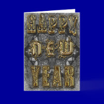 Happy new year carved gold cards