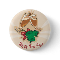 Happy New Year Champagne Clink Pinback Buttons