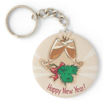 Happy New Year Champagne Clink Key Chain