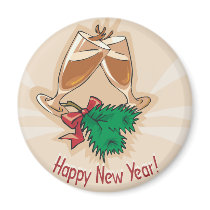 Happy New Year Champagne Clink Fridge Magnets