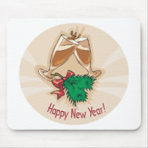 Happy New Year Champagne Clink Mouse Pad