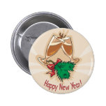 Happy New Year Champagne Clink Pinback Buttons