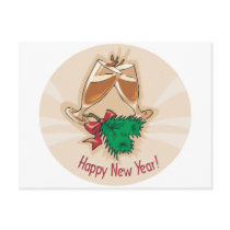 Happy New Year Champagne Clink Postcards