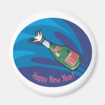 Happy New Year Champagne Pop Refrigerator Magnet