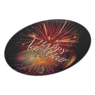 Happy New Year Fireworks plate