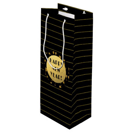 new year wine gift happy new year gold foil black wine gift bag zazzle new year wine gift happy new year gold foil black wine gift bag zazzle