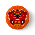 Happy New Year Lion Dance Button buttons