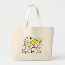 Happy New Year Martini Glasses Canvas Bag