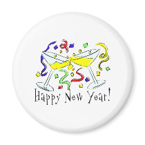 Happy New Year Martini Glasses magnets
