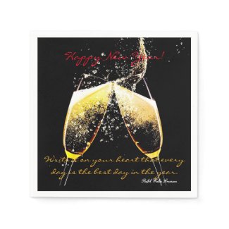 Happy New Year Napkin with Quote Standard Cocktail Napkin