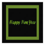 Happy New Year olive green invitations