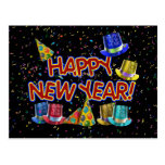 Happy New Year Party Hats Postcard