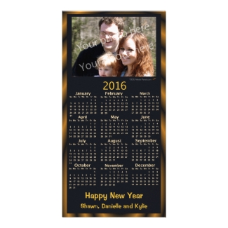 Happy New Year Photo 2016 Calendar Card Black