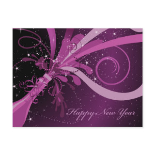 Happy New Year Purple Champagne Postcard