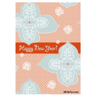 Happy New Year ribbon flower Card card