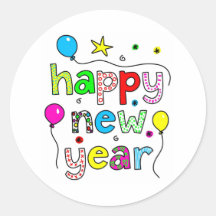 Happy New Year Round Sticker